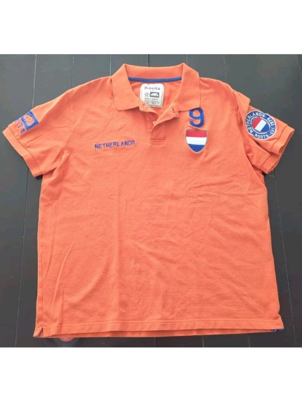 Roots Canada Polo Shirt XL Orange Netherlands Soccer Footabll Collar Extra Large